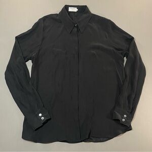 FRAME SHIRT Washed Silk Charmuse Button Down Blouse, Long Sleeve - Womens Medium